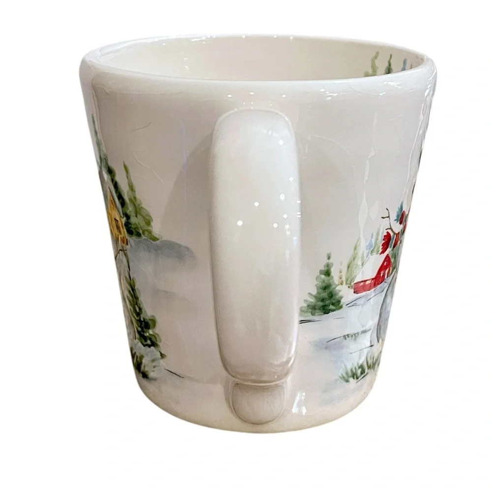 Vintage Extra-large 20 fl. oz. Maxcera Snowmen at Snowy Village Cabin Scene Mug - Picture 7 of 13